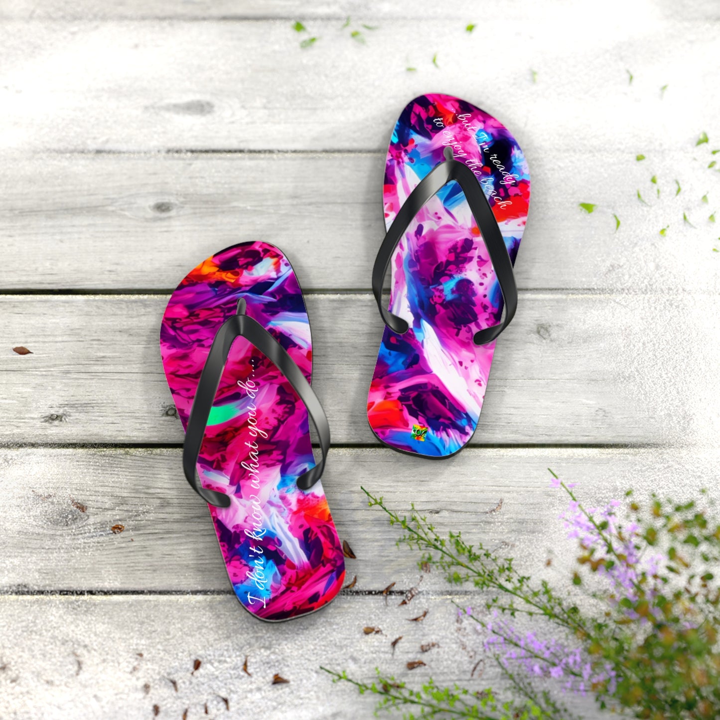 Colorful Abstract Flip Flops - Vibrant Summer Footwear for Beach Lovers