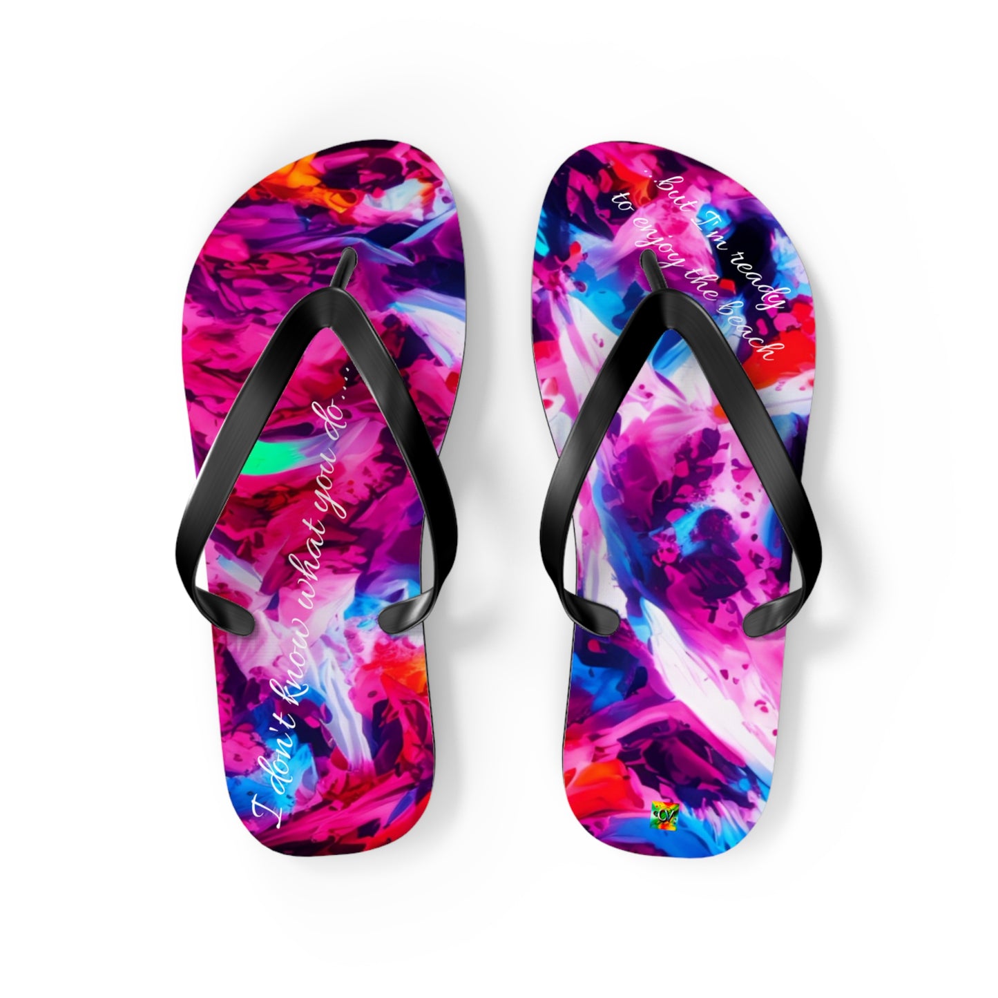Colorful Abstract Flip Flops - Vibrant Summer Footwear for Beach Lovers