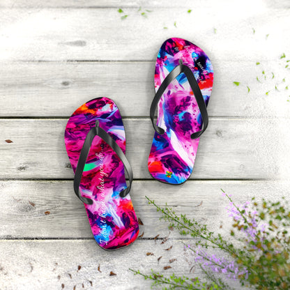 Colorful Abstract Flip Flops - Vibrant Summer Footwear for Beach Lovers